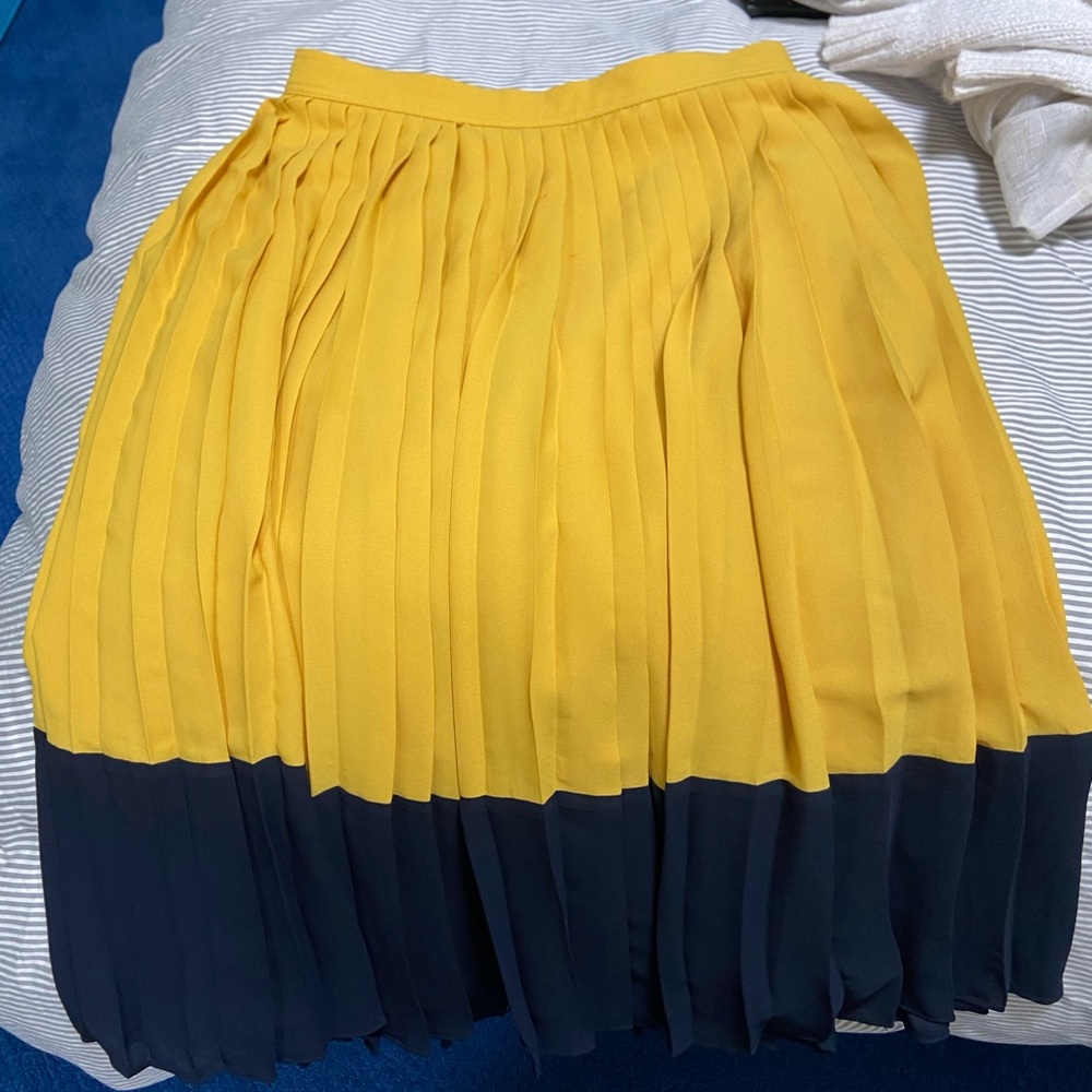 Color block midi pleated skirt